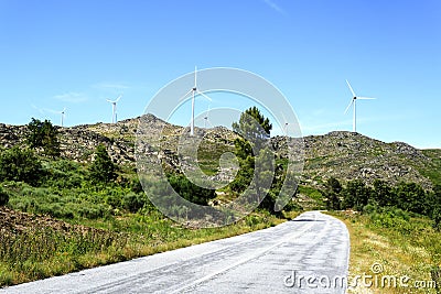 Sortelha â€“ Wind Farm Sao Cornelio Stock Photo